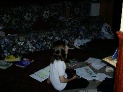 A random picture of Kirsten doing homework
