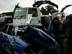 The mangled wreckage
