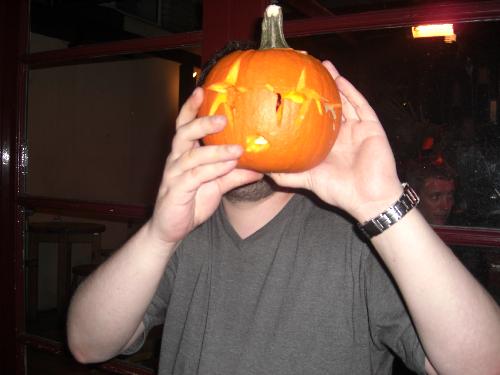My turn as the pumpkin head...