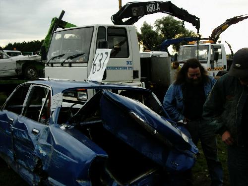 The mangled wreckage
