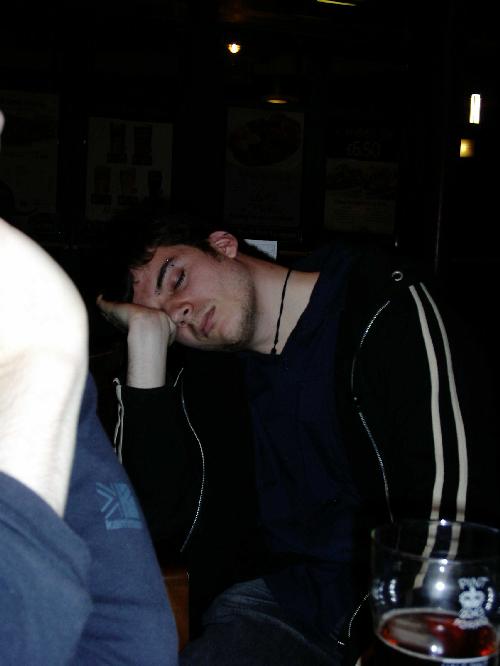 David sleeping in the pub
